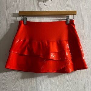 Lucky in Love Bright Shiny Orange Scalloped Tennis Golf Skirt Women Size XS
